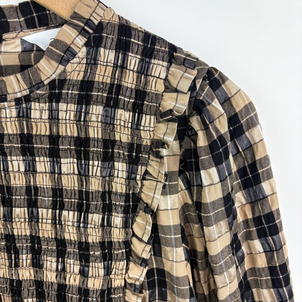 & Other Stories Black and Beige Plaid Midi Dress - Picture 3 of 6